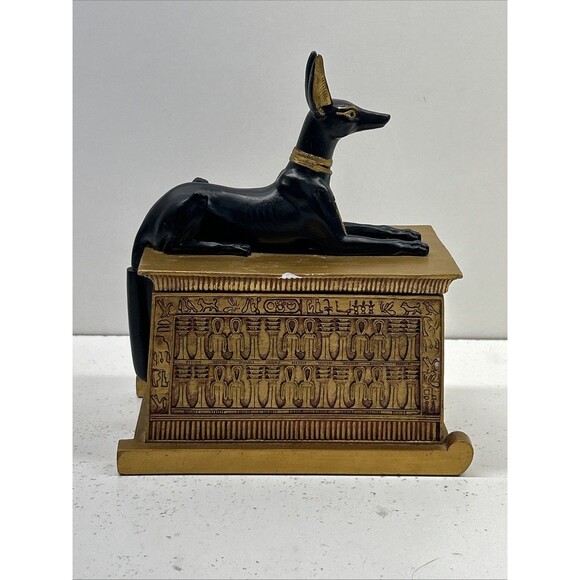 Egyptian God Anubis Trinket Box Figurine Decor Collectible Jewelry Holder - Picture 4 of 16